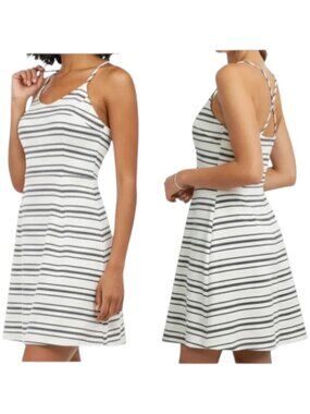 Banana Republic Fit & Flare Striped Dress White Navy Size 0